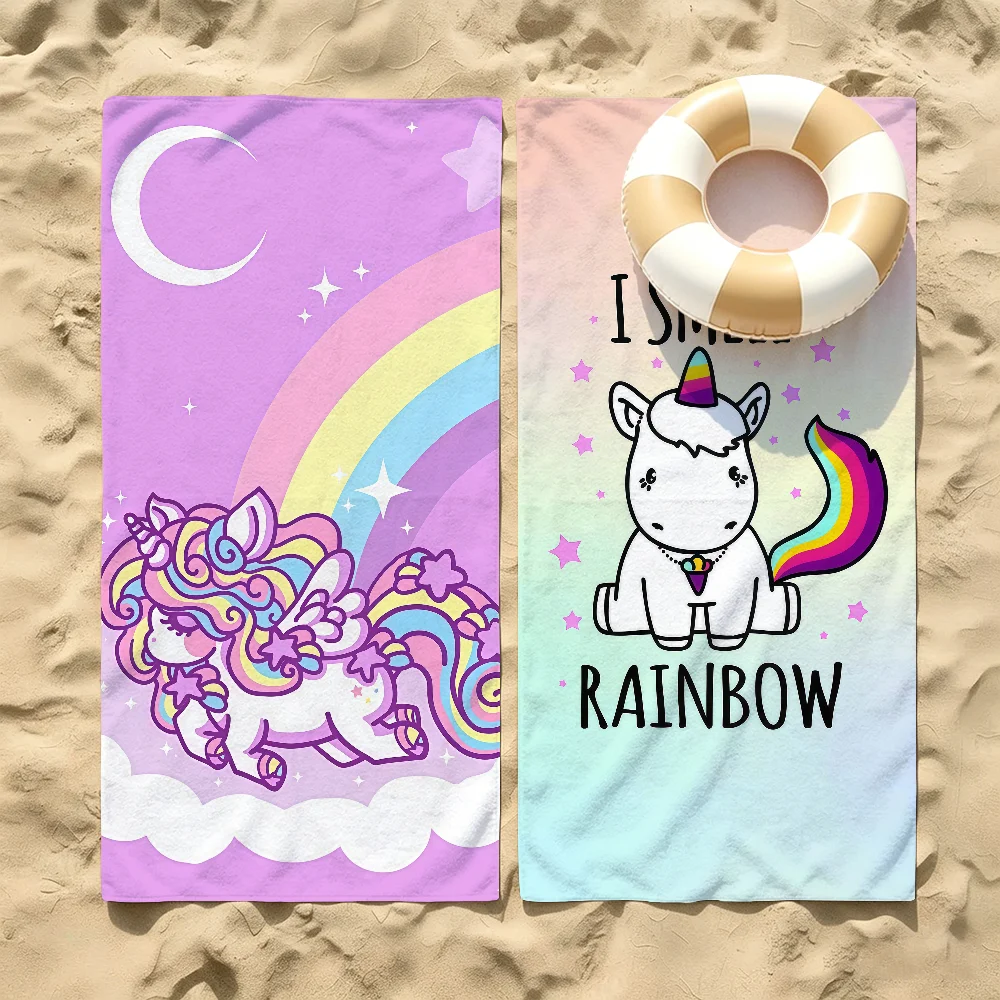 

Rainbow Unicorn Beach Towel For Beaches Yoga Studios Gyms Hot Springs Swimming Pools And Picnics