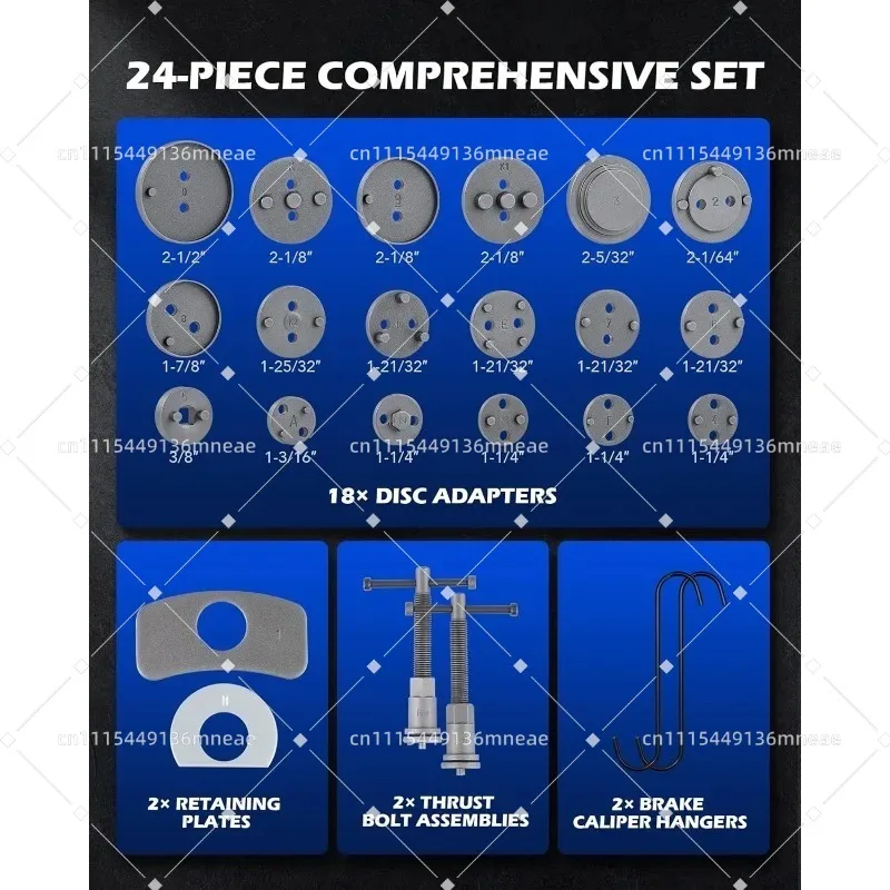24Pcs Heavy Duty Brake Caliper Piston Wind Back Compression Tool Kit For Disc Brake Pad Replacement