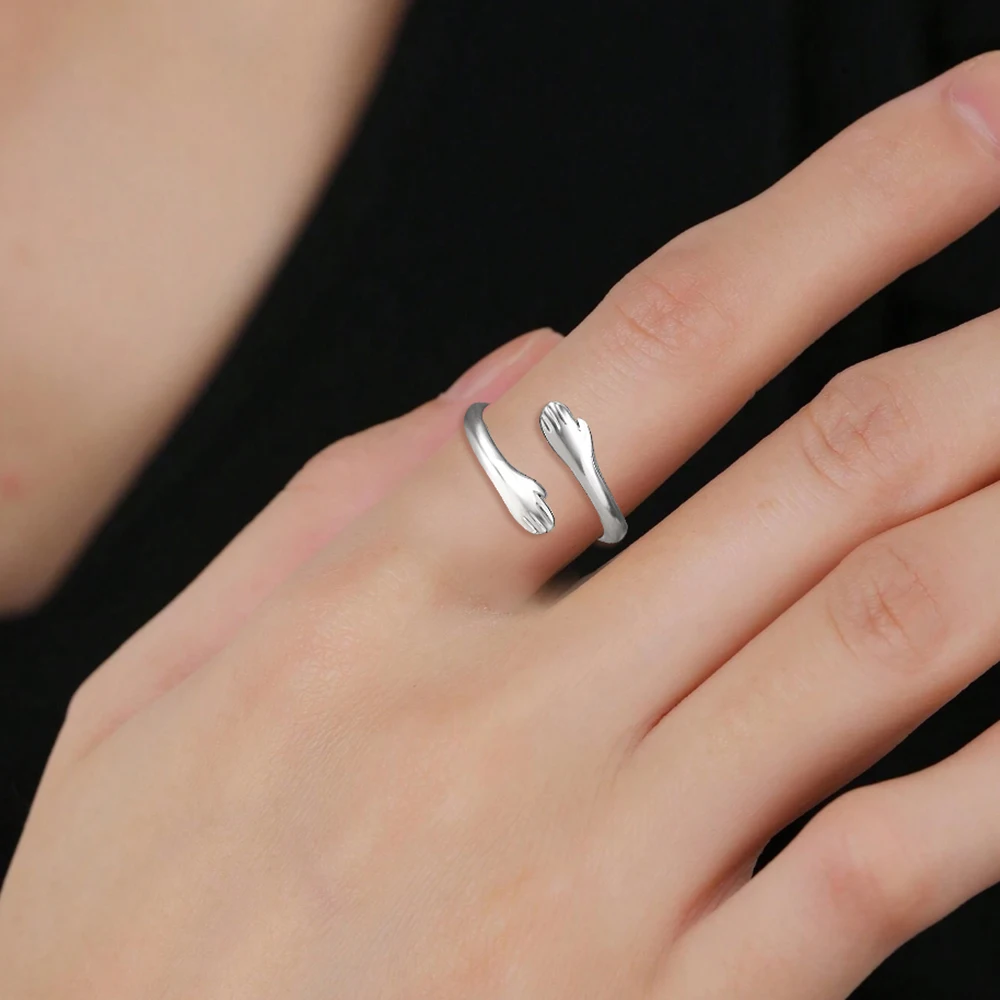DOTIFI Stainless Steel Ring Fashion High Elegant Embrace Opening Adjustable Ring Jewelry For Women Daily Commute Party Wear