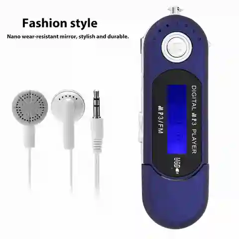 Música portátil MP3 USB Player com tela LCD, cartão de memória de voz, preto, azul, branco