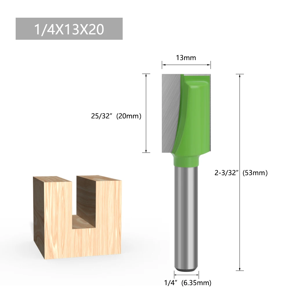 1/4-Zoll-Schaftfräser-Set, TCT-Bodenfräser, 13-teiliges Holzschlitzwerkzeug mit verschiedenen Schnittlängen (10-32 mm) – Detail 4