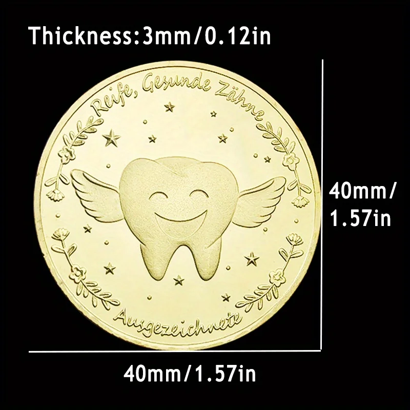 1-Pack Tooth Fairy Commemorative Coins,Engraved with Blessings and Fairy Patterns-Perfect Birthday Gift,Collectible Decoration