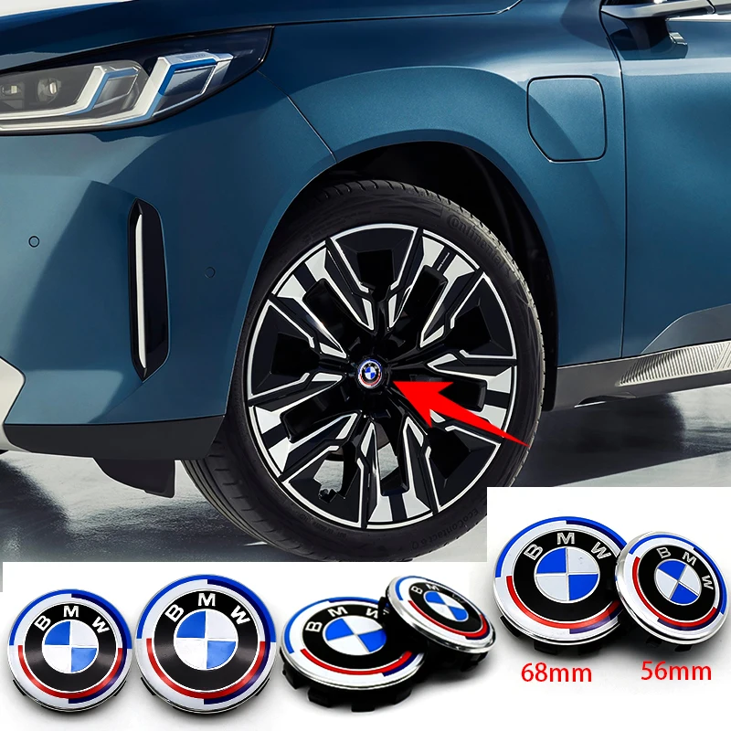 74mm 82mm Car Front Hood Rear Trunk Badge Steering Wheel Sticker 56mm 68mm hub center cap For BMW 50th F20 E36 E46 X6 M4 E60 E93 view 2