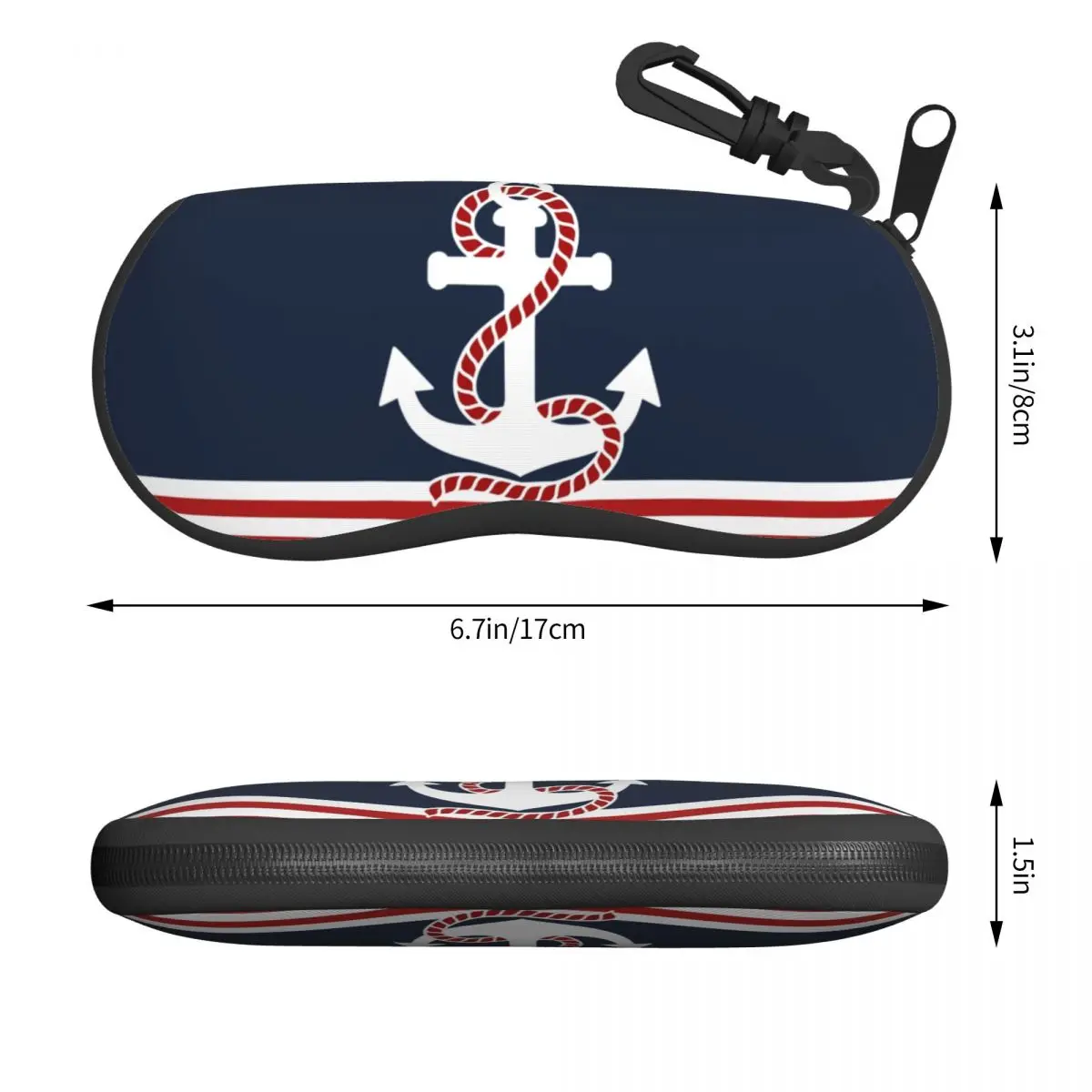 Custom Nautical Stripes And Red Anchor Shell Glasses Case Unisex Fashion Sailing Sailor Eyeglasses Case Sunglasses Protector Box