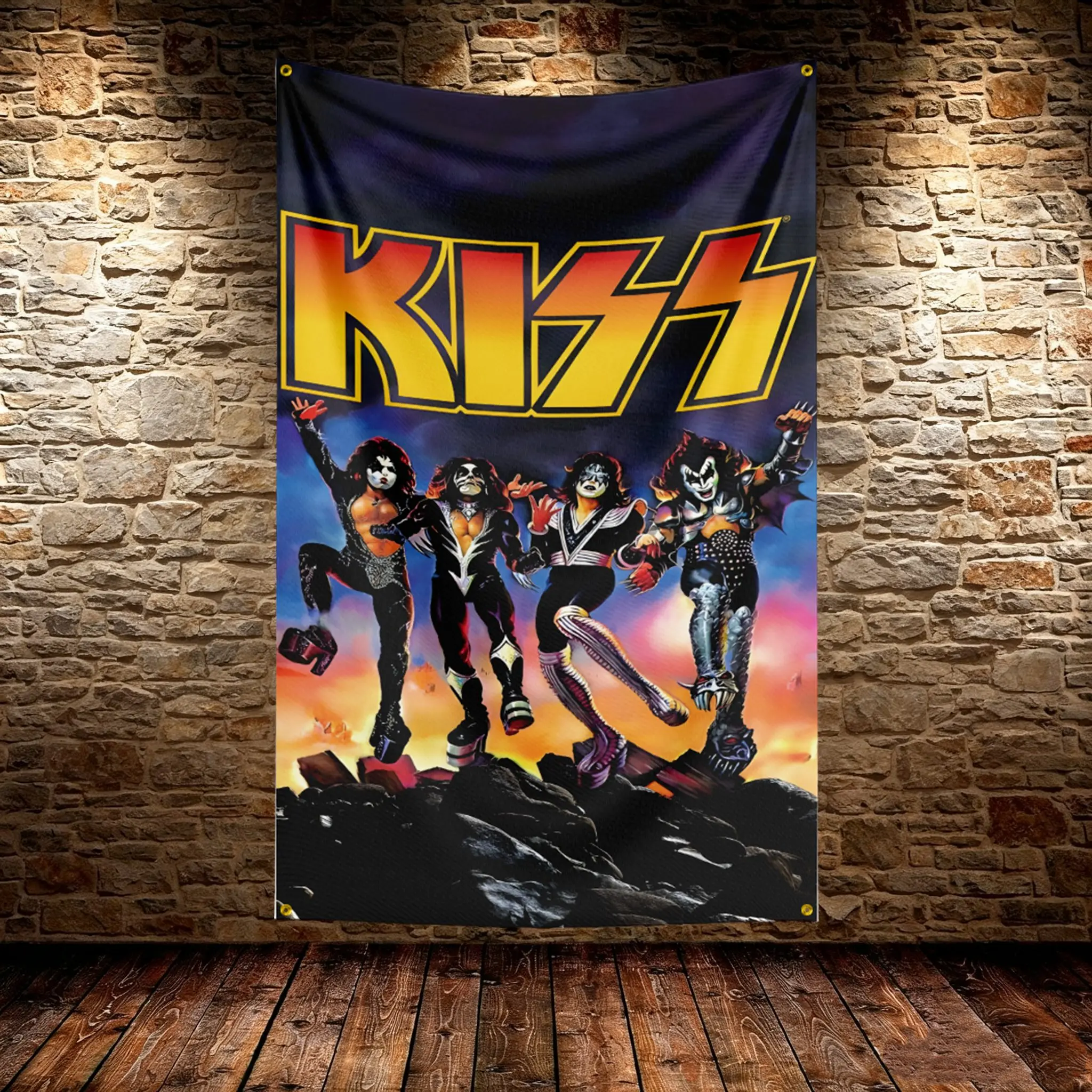 kiss band Music Flag HD Printed Fade Resistant Hanging Banner For Yard Camping Indoor Livingroom Wall Home Festival Party Decor