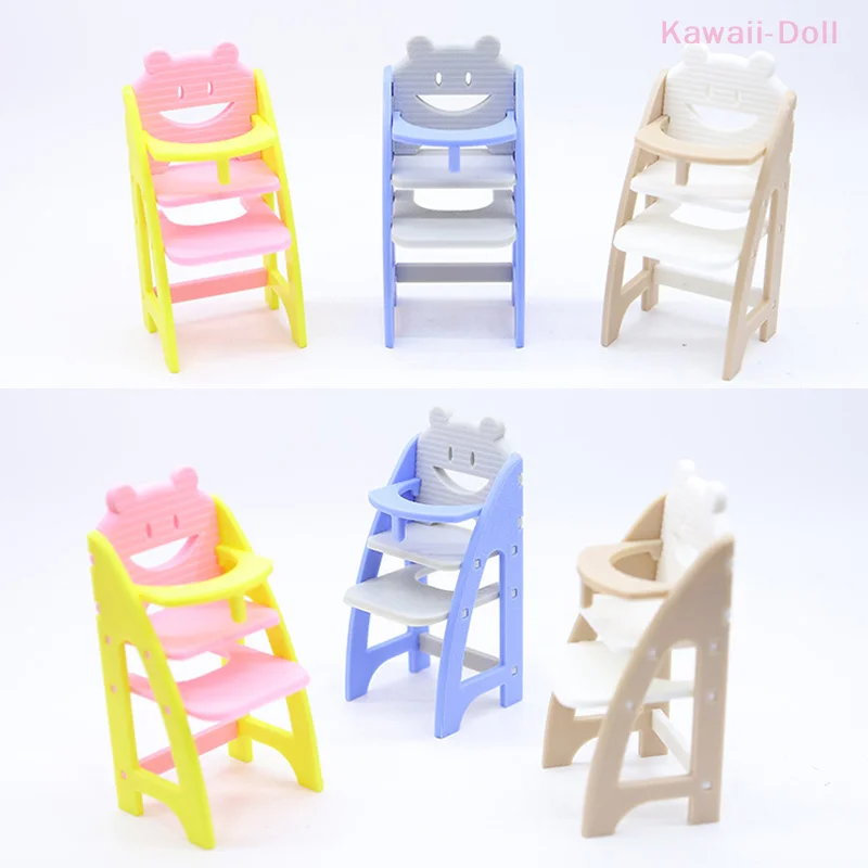 1/12 Simulation Baby Dining Chair Model Dollhouse Miniature Living Furniture Decoration Children Pretend Play Toys