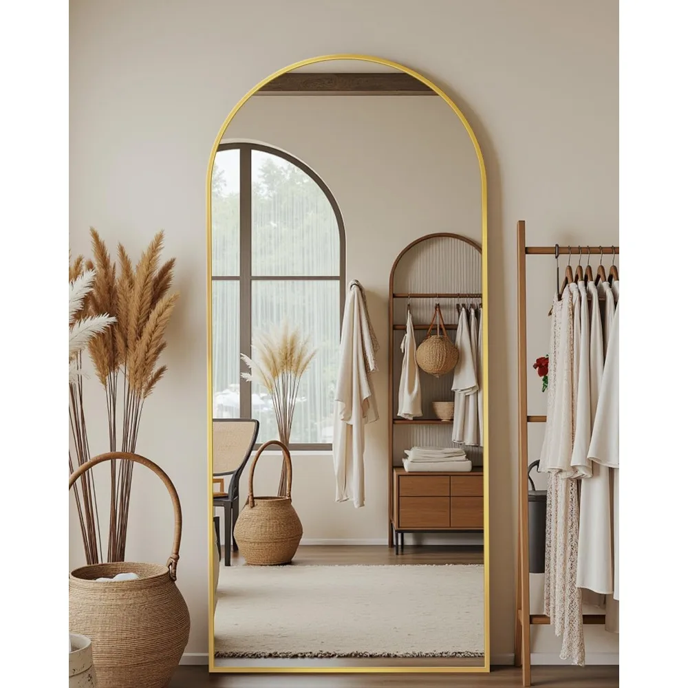 Arched Style Full-Length Standing Mirror with Stand, 68x26 Inches, Ideal for Bedroom, Living Room, Gym, Dorm - Shatter-Resistant