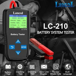 Lancol LC210 12V/24V Smart Car Battery Tester with LCD Screen 40-2000 CCA Battery System Analyzer Automotive Alternator Tester