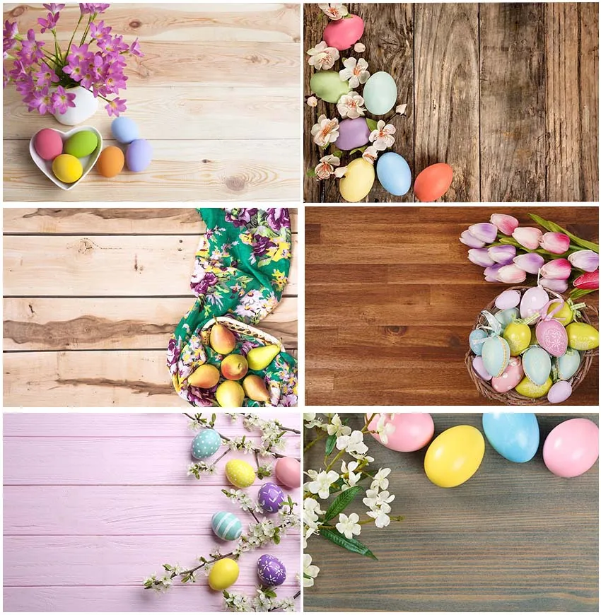 Joyeuses Pâques Oeufs Colorés Planches En Bois, Arrière-Plans, Fleurs Photographiques, Décor De ixPréChristophe, Bannière, Accessoires De Studio Photo