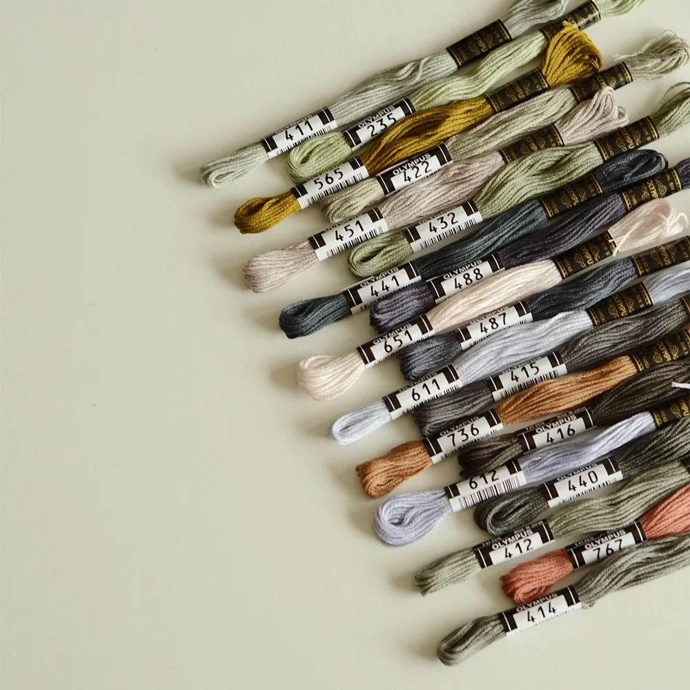 

Japan OLYMPUS Olympus No. 25 Embroidery Thread, Gray, Pure Cotton Thread French Embroidery Thread 434 Colors