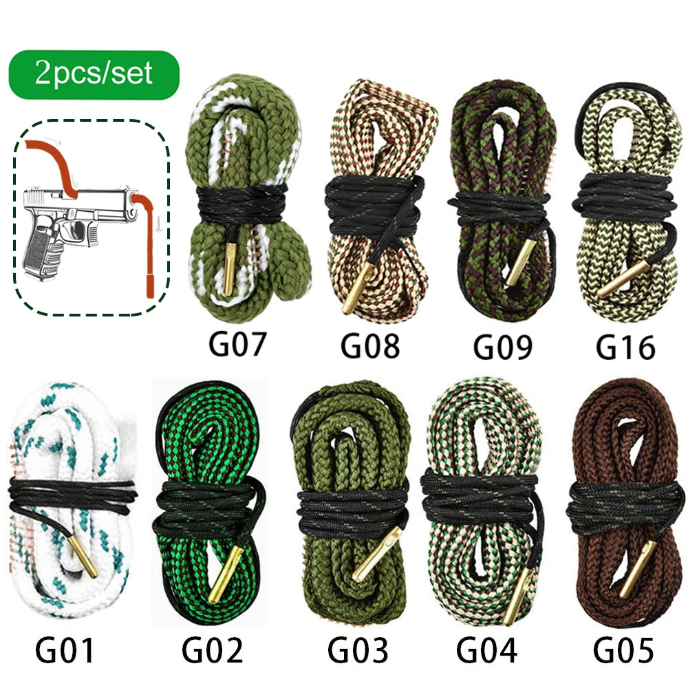 2PCS Hunting Gun Bore Cleaner .22 Cal.223 Cal.38 Cal& 5.56mm 7.62mm 12GA Rifle Cleaning Kit Tool Pistol Barrel Cal Rope Brush
