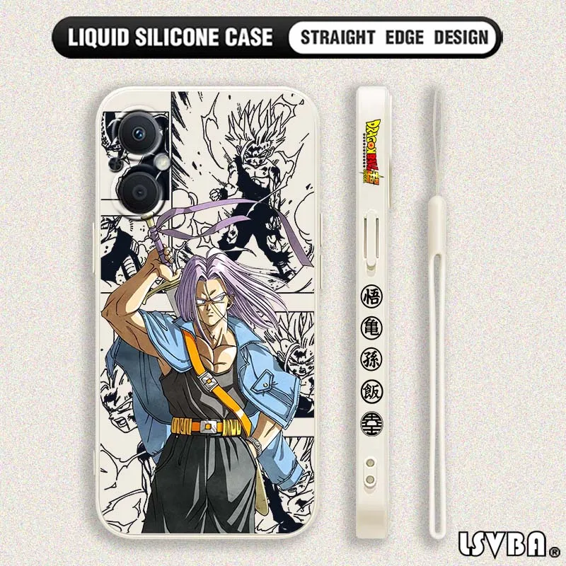 D-Dragon Ball Trunks Anime Cover For OPPO Reno 8 7 6 5 A96 A78 A74 A72 A58 A53 A40 A54s Lite 5G Liquid Left Rope Phone case