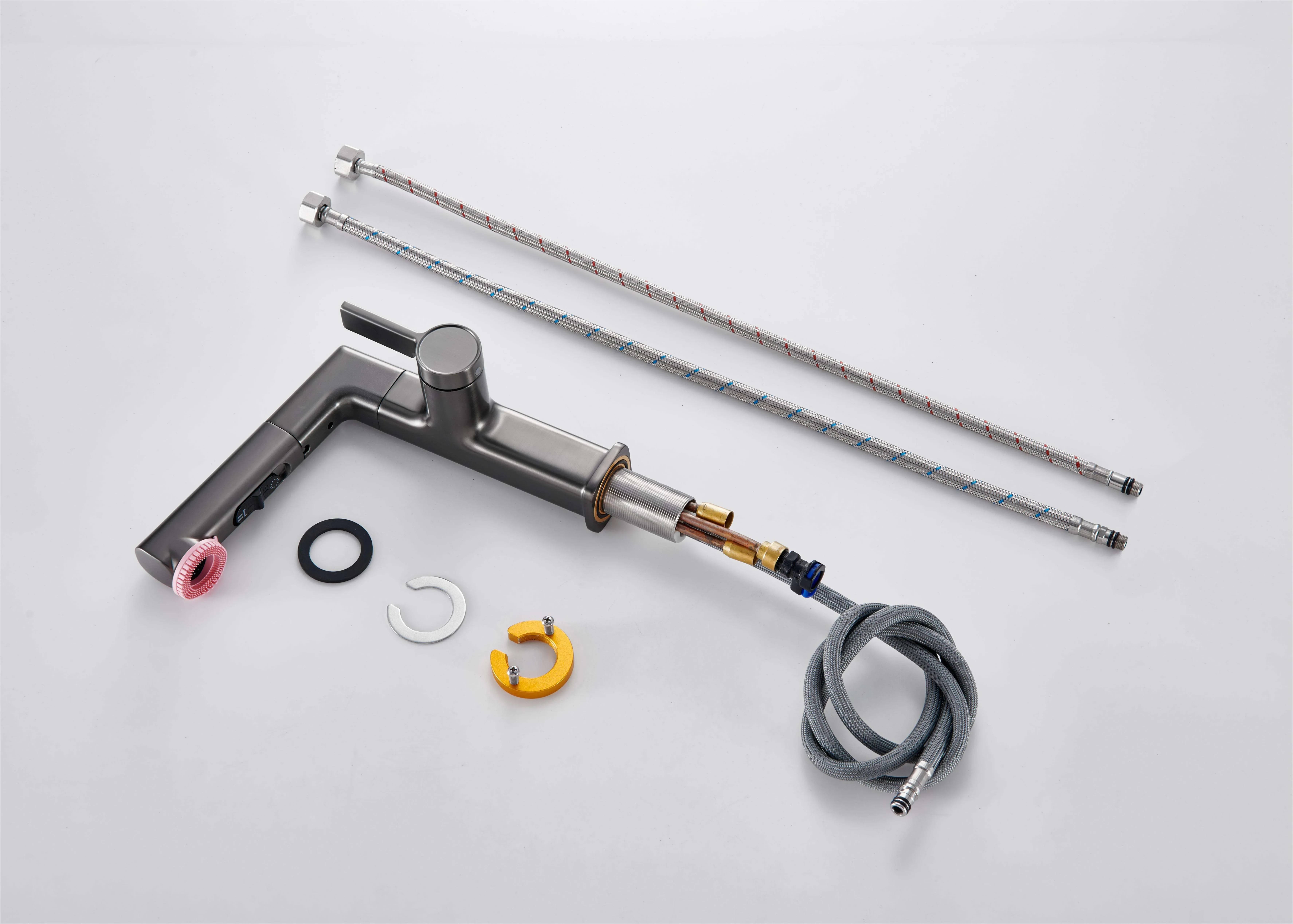 Brushed Bathroom Sink Water Faucet 304 Stainless Steel Basin Cold Single Handle