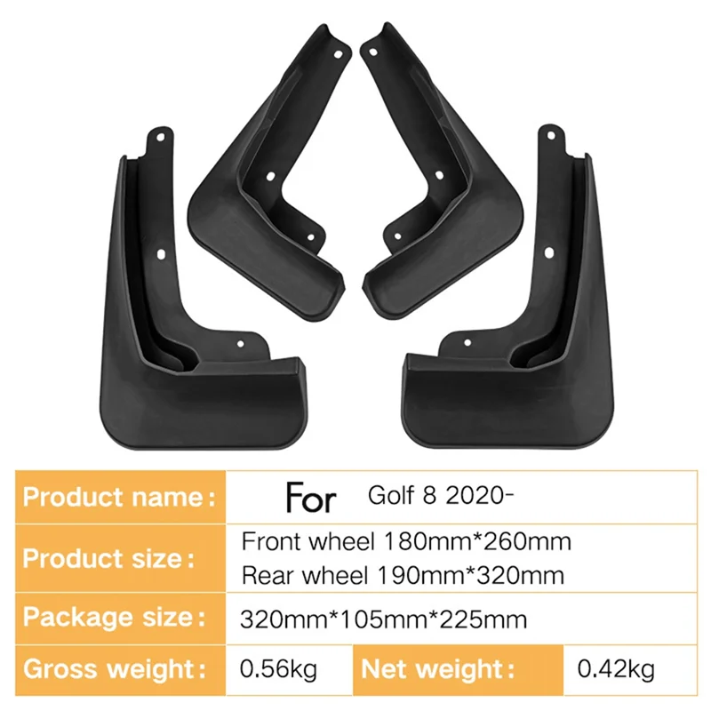 

New 4PCS Car Mudguard Mud Flaps Splash Mud Guard Fender For VW Golf 8 2020-2023 Car Accessories