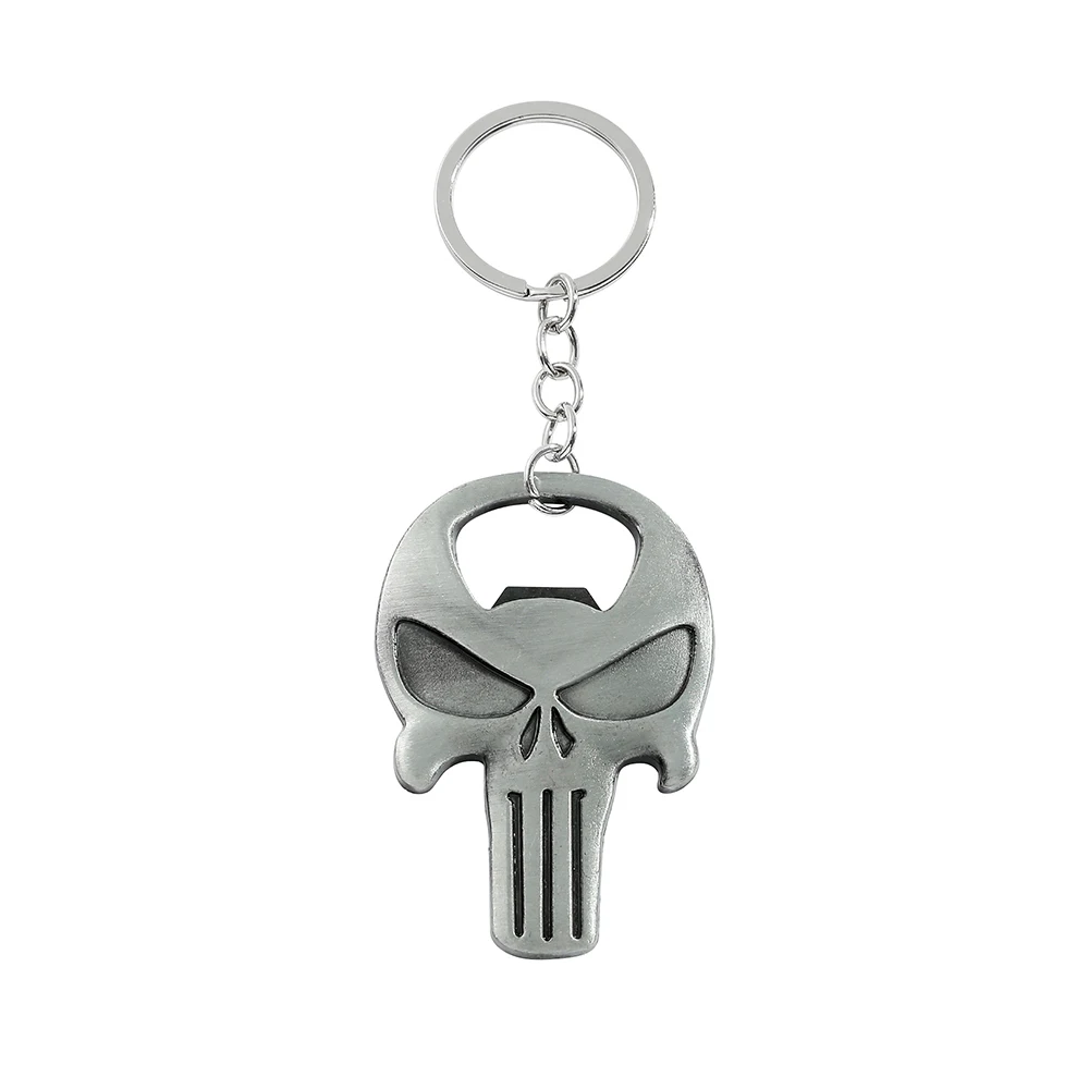 Chaveiro de Caveira Punisher de Halloween, Pingente de Metal Vintage com Caveira, Abridor de Garrafas, Acessório para Carro, Mochila e Chaveiro, Presente