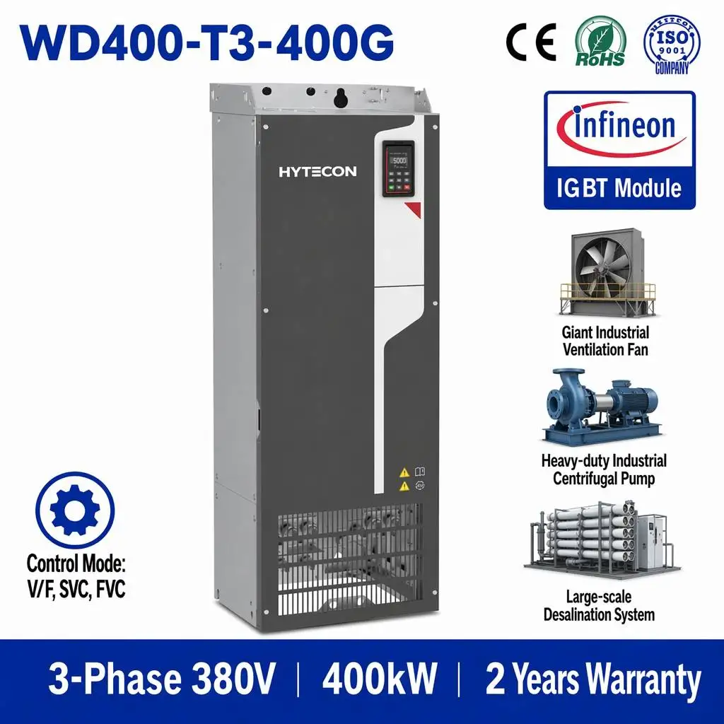 Mega-Infrastructure 540HP 400kW VFD 3 Phase 380V Inverter 750A Vector Control Life-Cycle ROI Focus Heavy  AC Drive