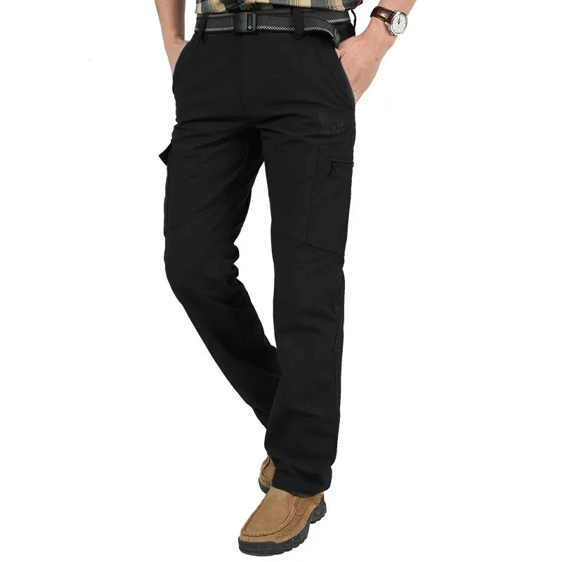 Winter Thick Pants Men Double Layer Fleece Cashmere Overalls High Quality Male Camouflage Trousers Warm Casual Cargo Pants