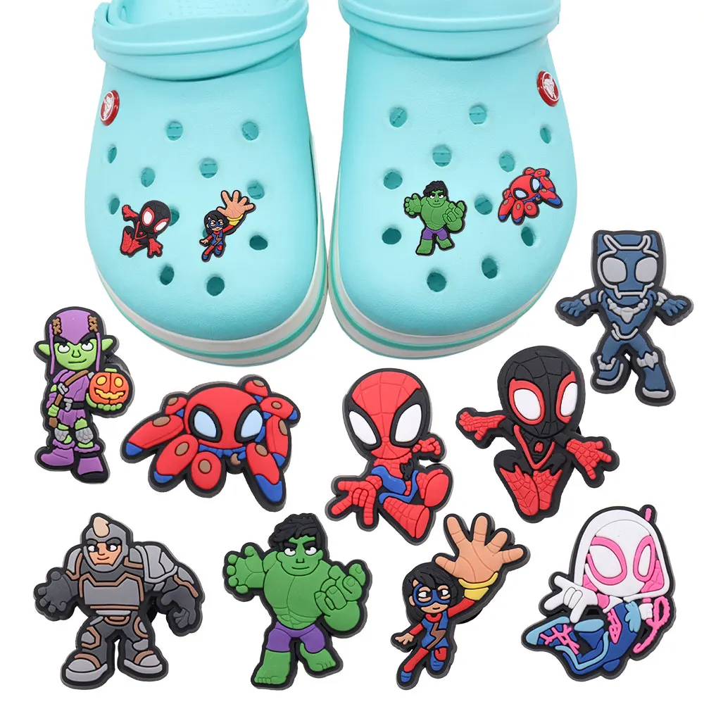 9-55 pz/set MINISO Disney Marvel Spider Man fibbia per scarpe Fit braccialetti PVC sandalo fai da te scarpe Charms decorazioni ornamenti per bambini