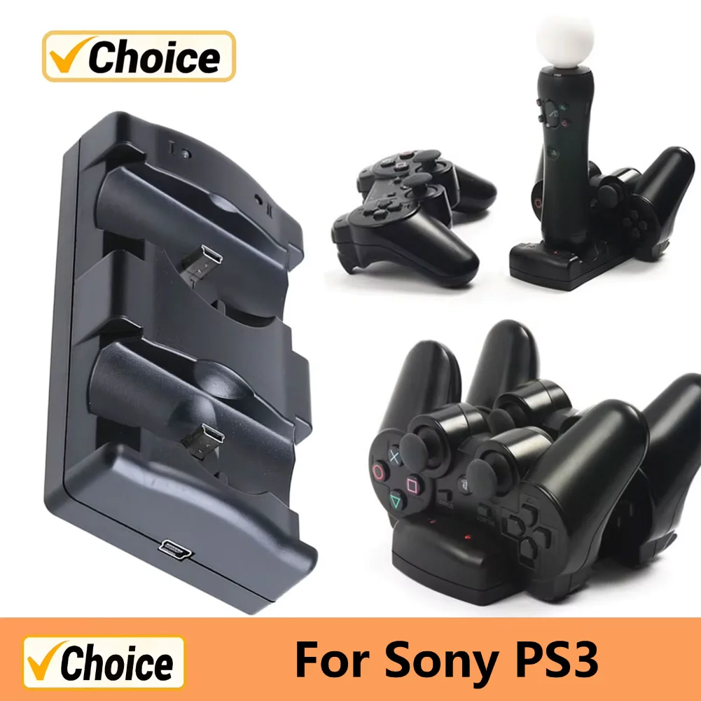 USB Fast Charging Dock Vertical Charger Station For PS3/PS3 Move Controller Dual Charger Dock for Sony Playstation 3 Gamepad