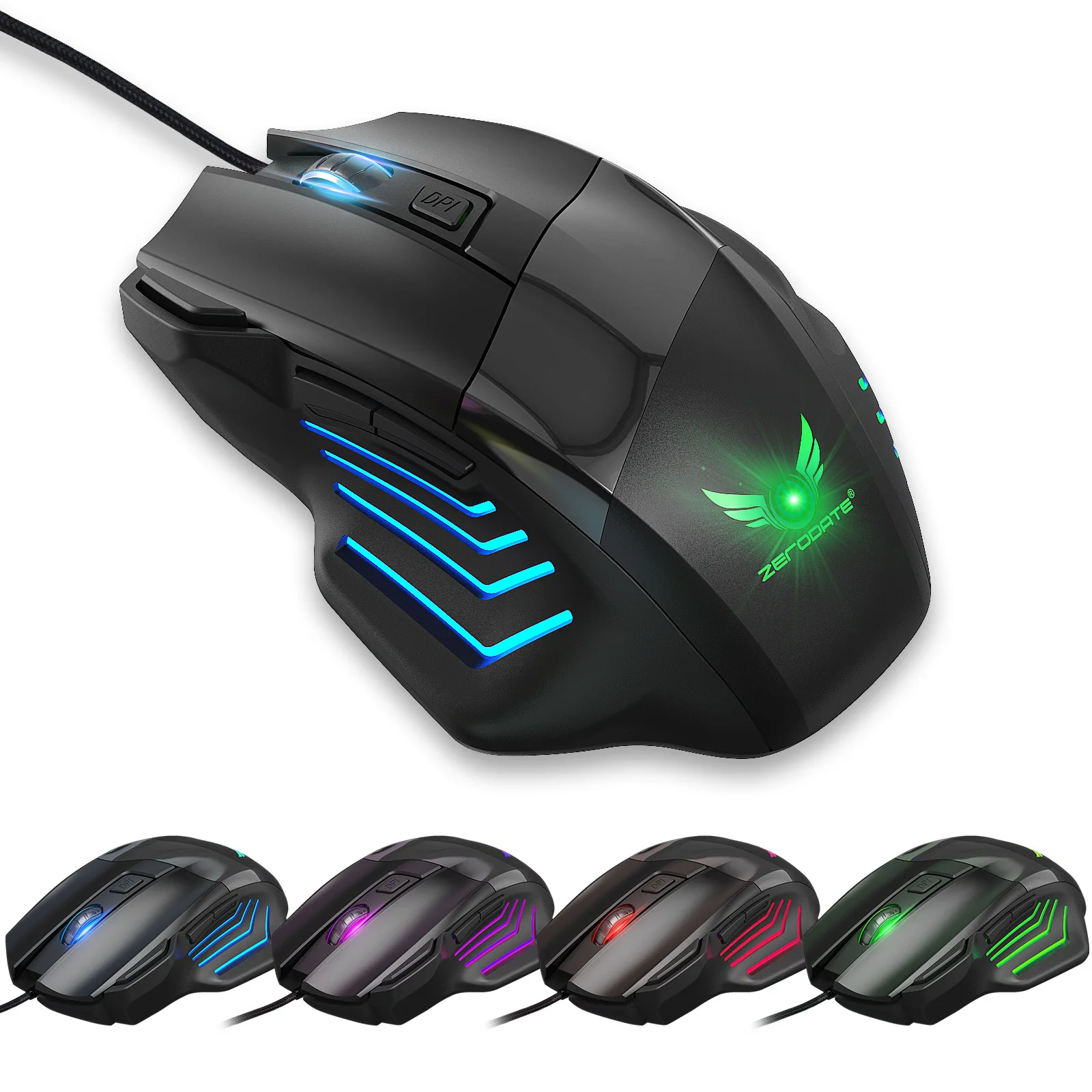 Wired 7-button USB Gaming Mouse G200 2400dpi Four-speed Adjustable Color RGB Backlit Ergonomic Game Esports Mouse
