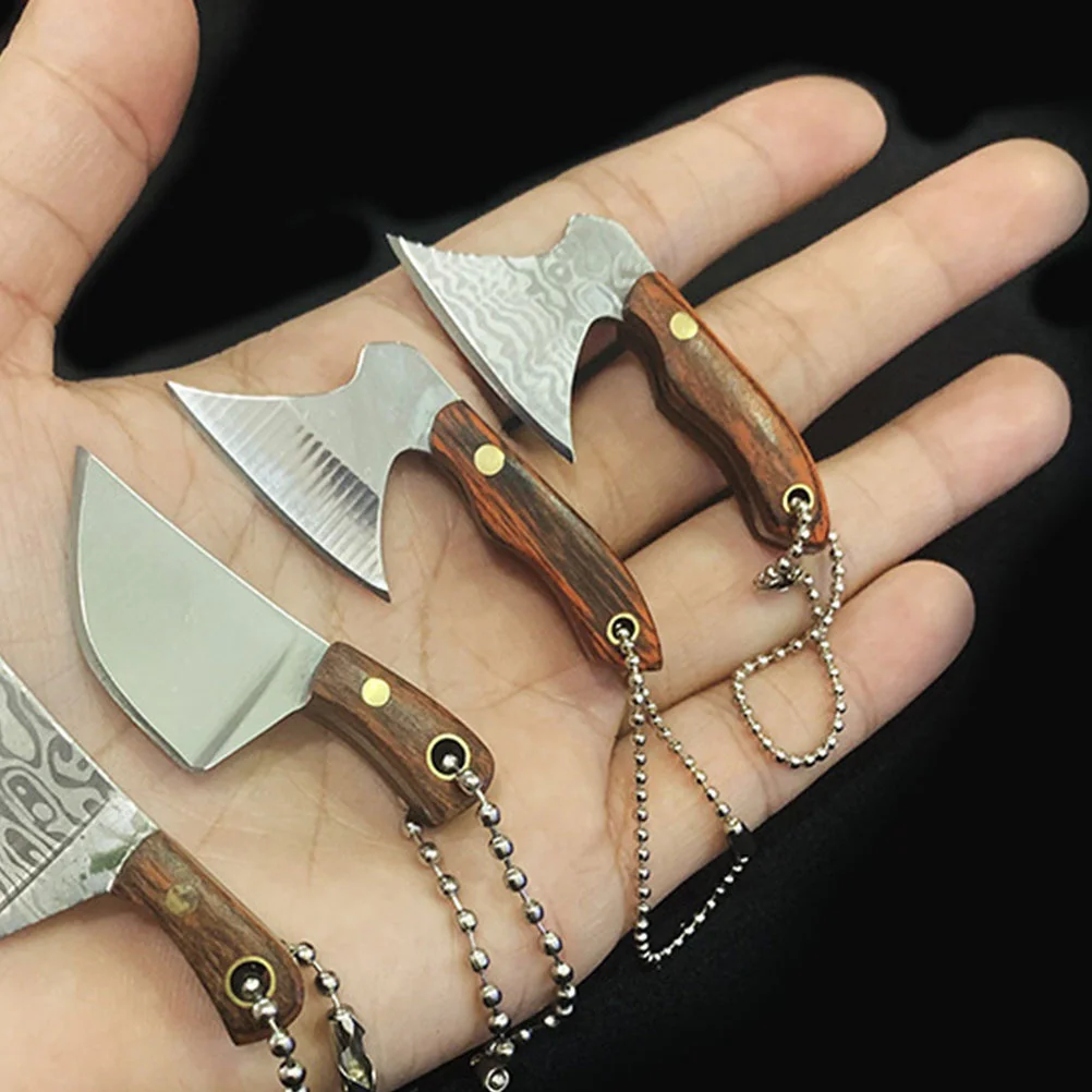 Mini Kitchen Handmade Collection Gift Key Chain Pendant Hatchet Shaped Axe Decor Steel Crafts