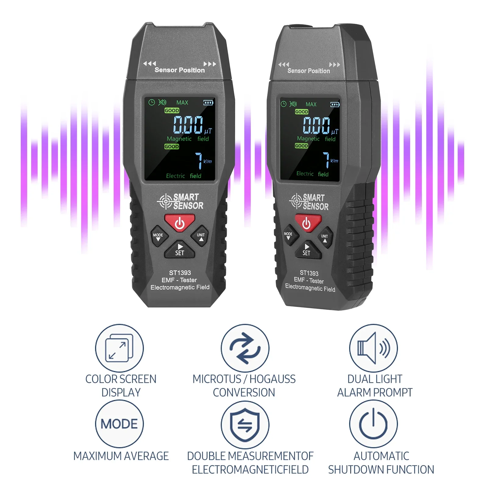 ST1393 Digital Electromagnetic Field Radiation Detector Magnetic Field Electric Field Strength Tester Handheld LCD EMF Meter