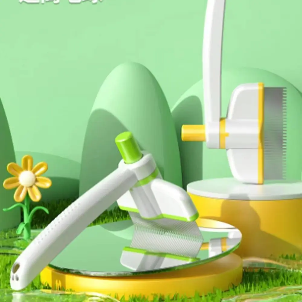 Peine para quitar el pelo de mascotas con botón de liberación, cabezal giratorio de 360 grados, cepillo cómodo para el cuidado de perros, peine de Pin plano, mango ergonómico