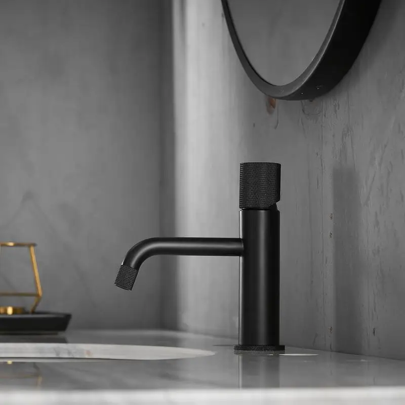 

Contemporary Black Hot Cold Water Mixer Tap Faucet for Bathroom Basin