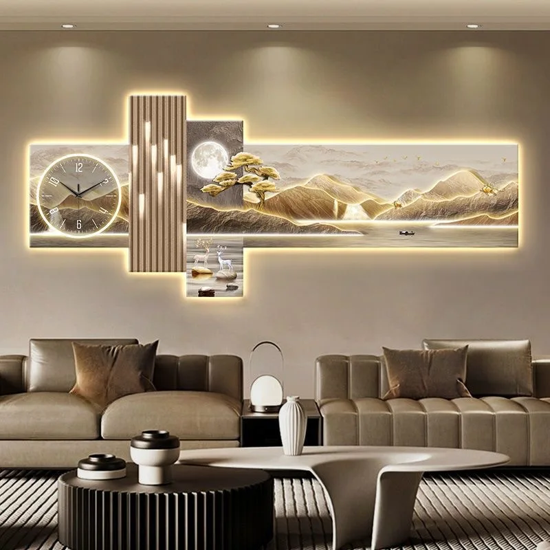 

Modern Art Mural Number Wall Clocks Fashion Luxury Large Big Size Interior Silent Clock Corridor LED Light Painting Home Decor