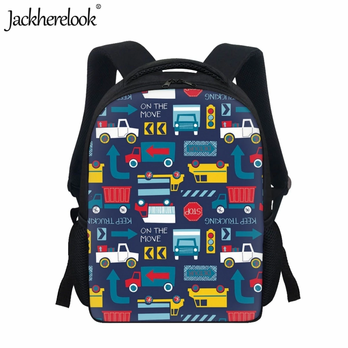 Jackherelook Kawaii Cartoon Car Print Design School Bag for Child Practical Travel Backpack New Kindergarten Kids Book Bags