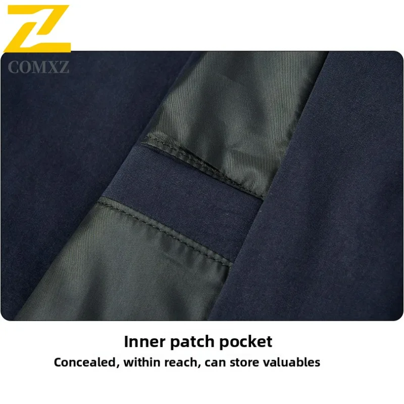 سترة واقية للرجال من COMXZ سترات كورية فضفاضة غير رسمية للسفر في الهواء الطلق مقاومة للتجاعيد سترات للتخييم 2025 معطف للمشي لمسافات طويلة بلون واحد