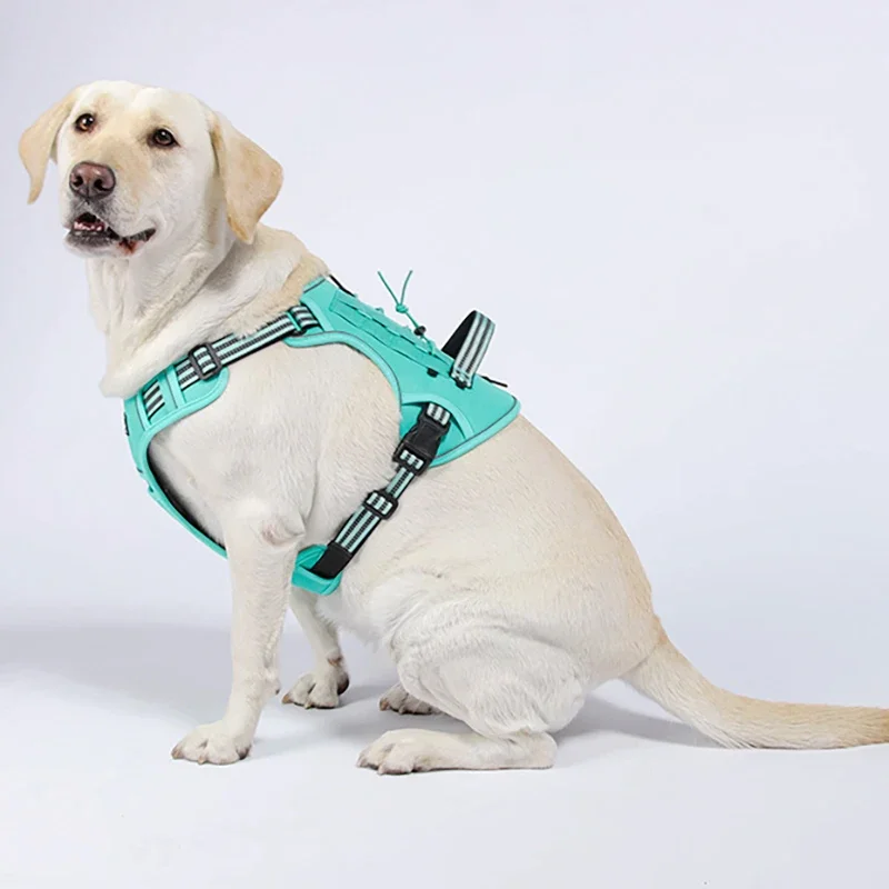 2025New Tactical Dog Harness Military Service Pet Dog Vest Reflective Padded Adjustable Lead For Training Dogs Harness