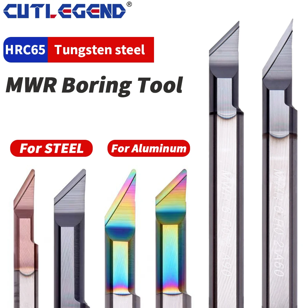 Ferramenta Turing Interna em Miniatura Barra de Carboneto Aborrecida Furo Pequeno Cortador de Torno Sólido Mwr6 Revestido Mwl6 R0.2 R0.4 A60 A90