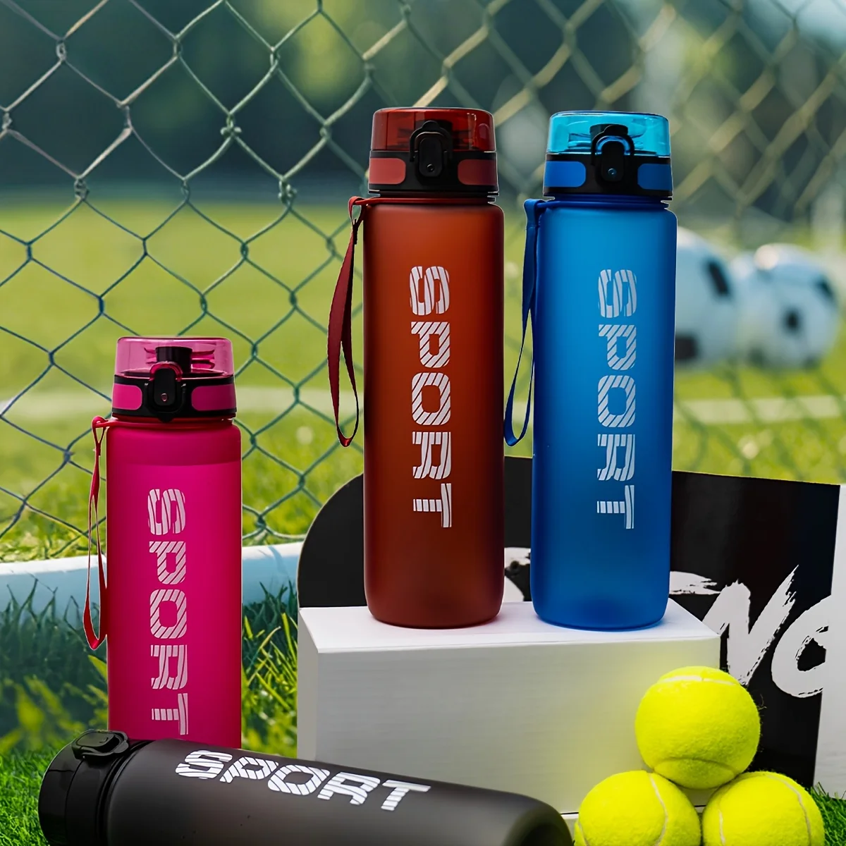 1000ML Large Capacity Sports Water Bottle Motivational Leak Proof Portable Reusable Plastic Cups Outdoor Travel Gym Jugs