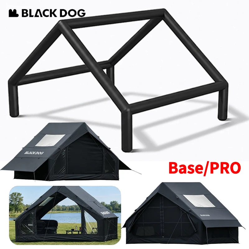 BLACKDOG Outdoor Camping Split Double-Layer Inflatable Self-Standing Tent 150D Oxford Cloth Black Vinyl Sun Protection Family
