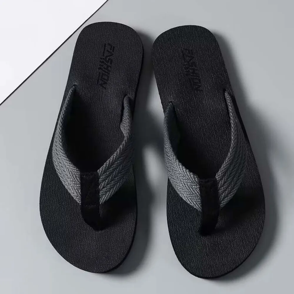 1 Pair Soft High Elasticity Flip Flops TPR Thickened Flat Bottom Slippers Resilience Anti-slip Beach Flip Flops Vacation Travel