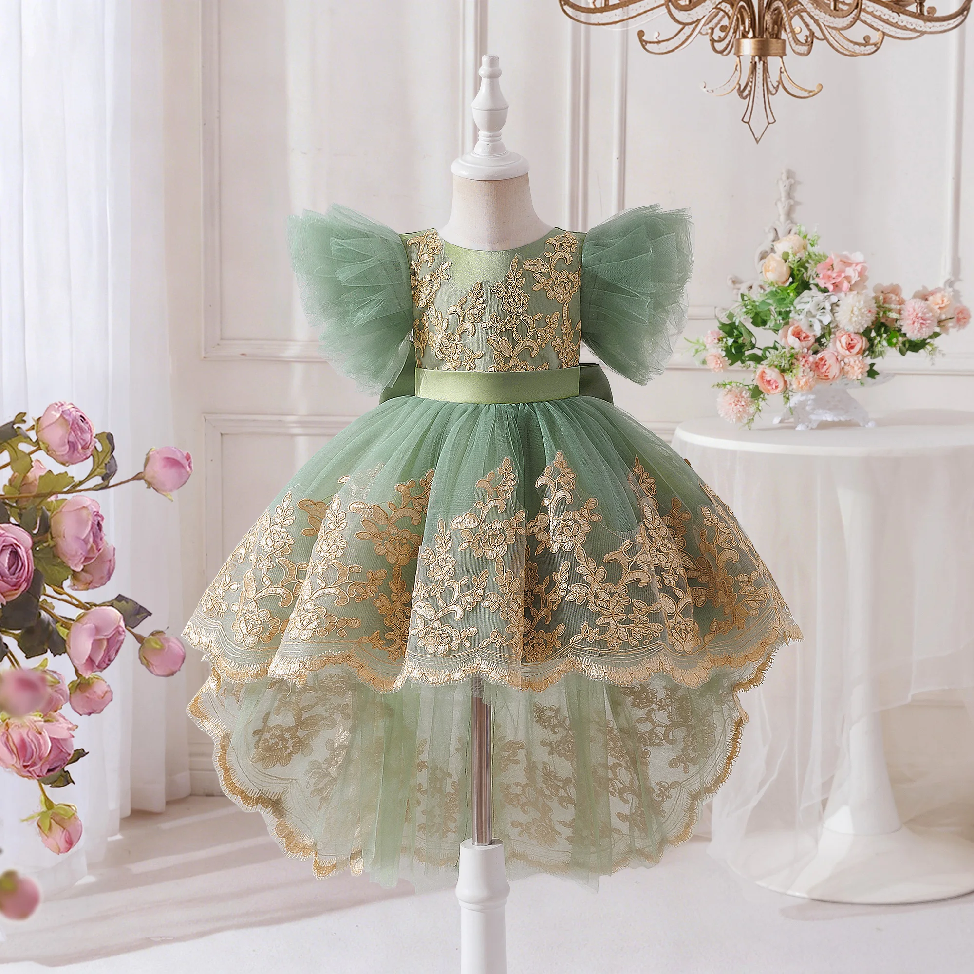 Kleinkind Taufkleid Baby Mädchen Kleid Elegantes Tüll-Kleid für 1. Geburtstag Hochzeit Prinzessin Abendkleider Mädchen Brautjungfern Abschlussball Kostüm – Detail 11