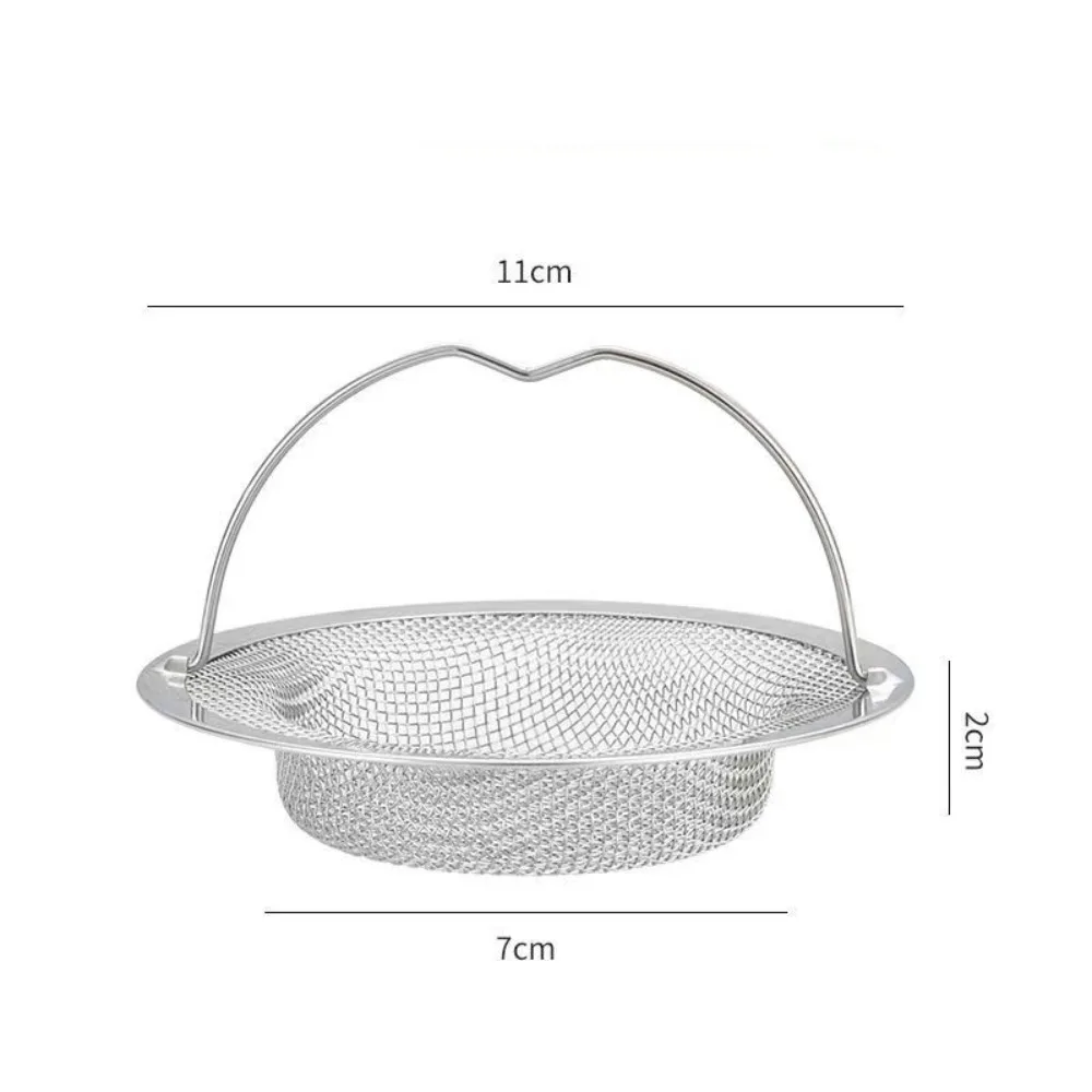 Floor Drain Durable Sink Strainer Mesh Convenient with Handle Drain Stopper Filter Silver Round Hair Catcher Kitchen