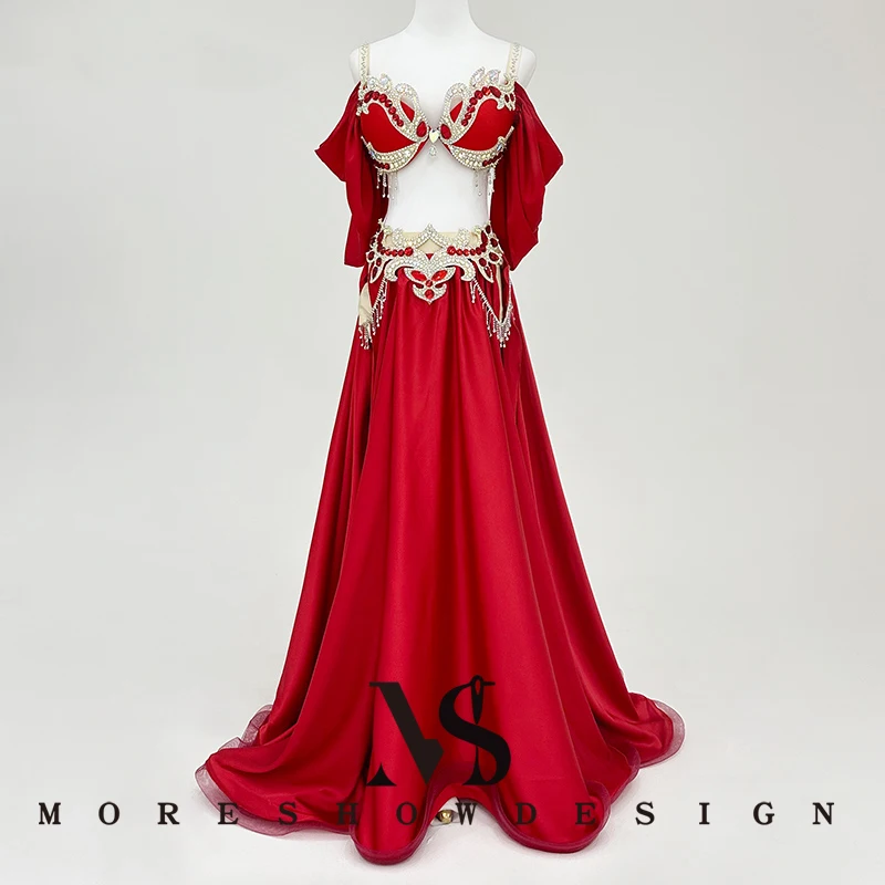 Belly Dance Professional Performance Costumes For Women Bra + Skirt 2 Pieces Set Outfits Dance Clothings Set Adult Practice Suit
