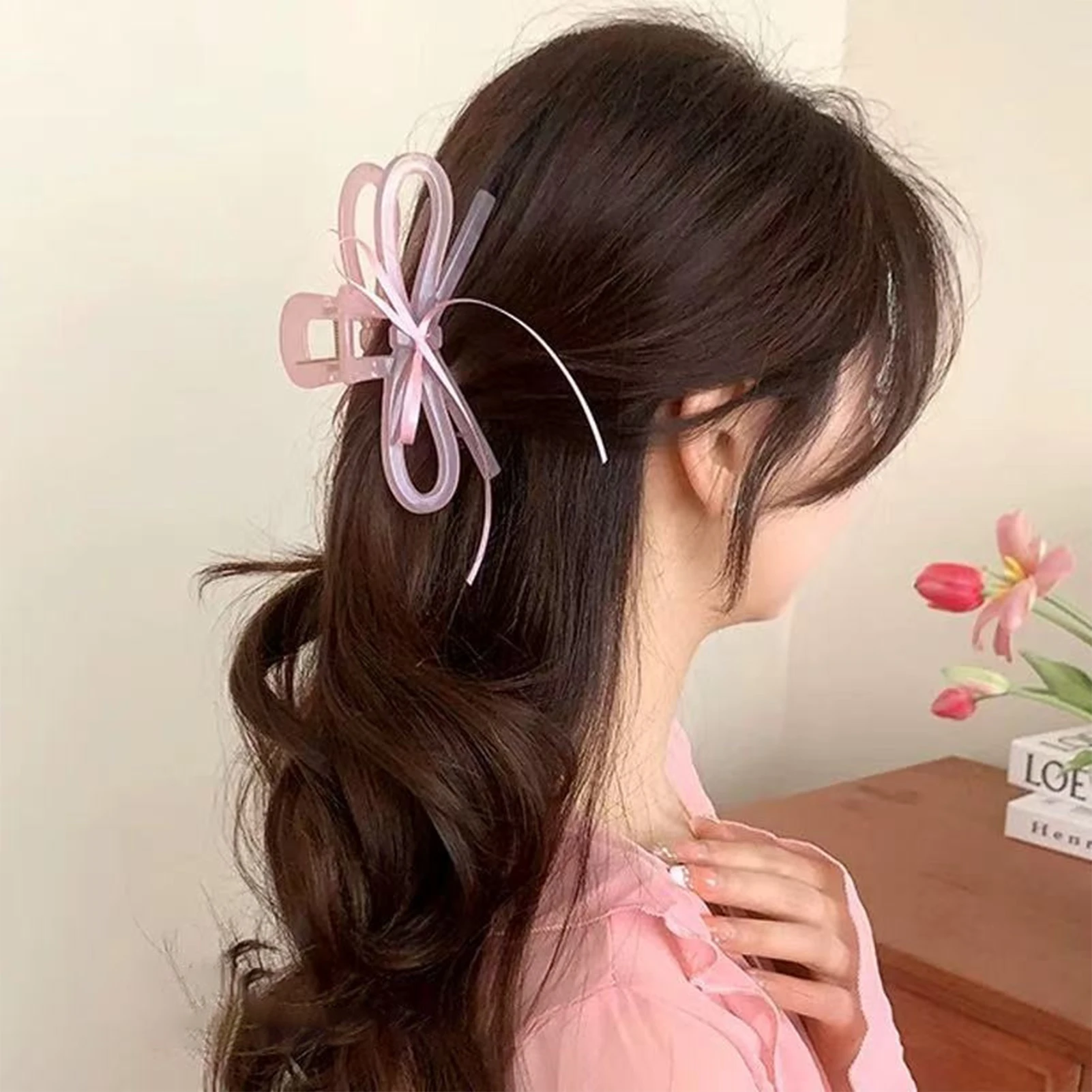 2025 neue Acryl Haar Klaue Band Bogen Transparent Shark Greifer Für Frauen Mädchen Sommer Im Freien Einfache Haar Zubehör 12 cm – Detail 8