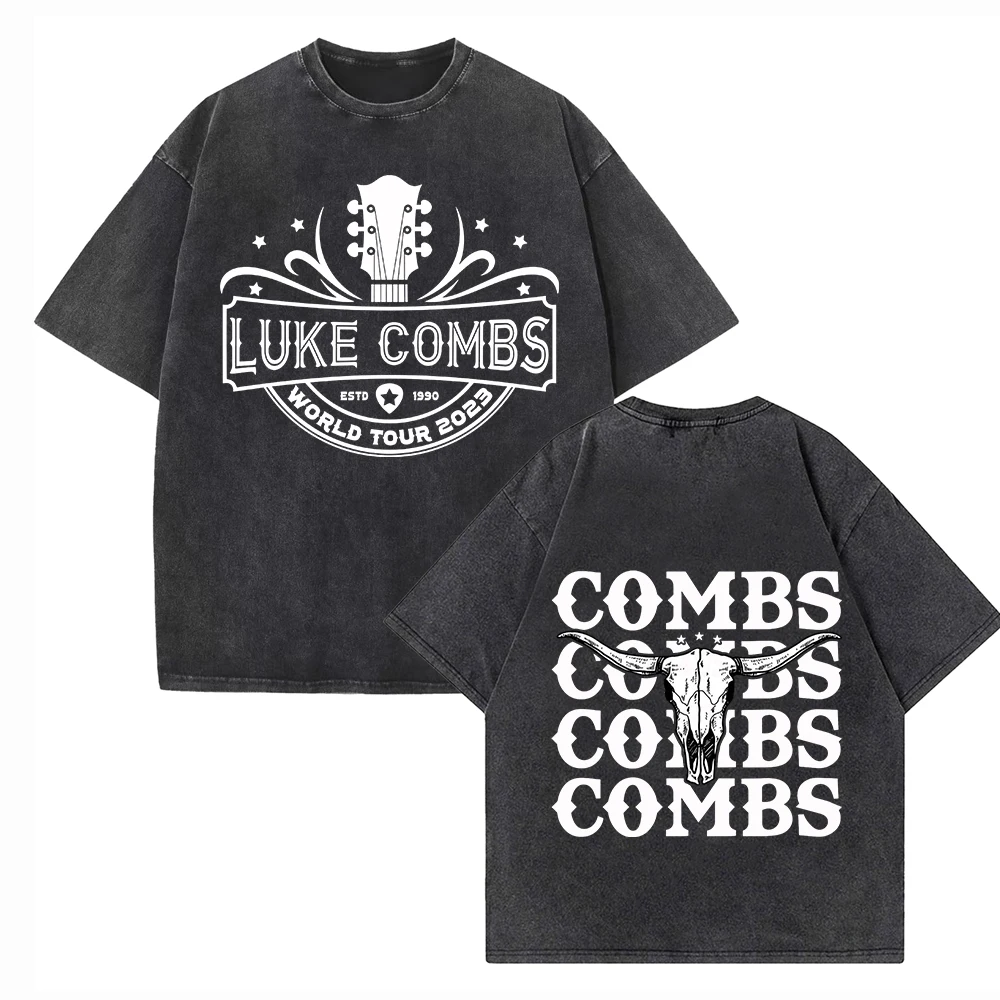 

Luke Combs World Tour T Shirt Vintage Washed Oversized Magic and Muscles T Shirts 100% Cotton