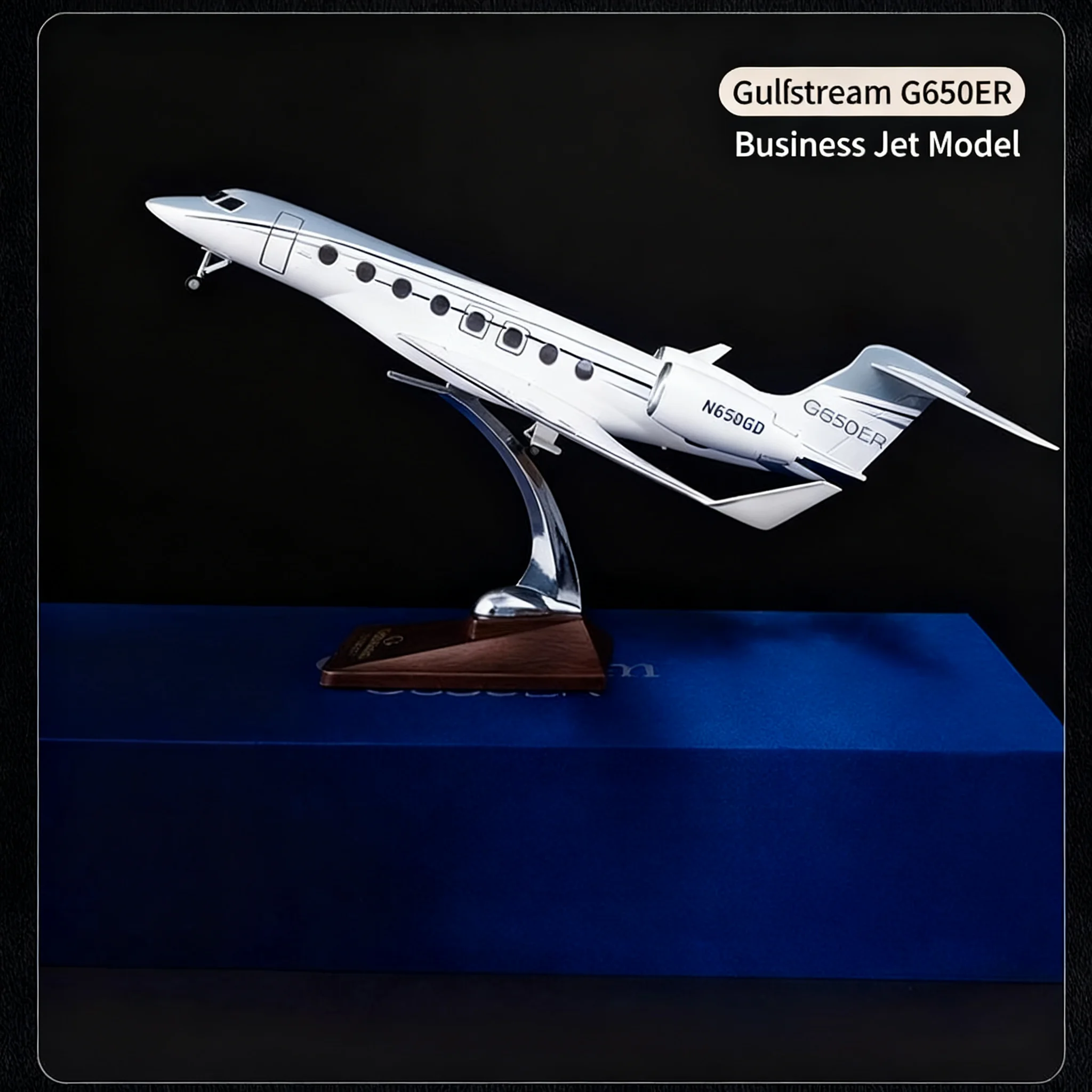 

46cm Gulfstream G650ER Private Business Jet Model 1:68 Scale Aircraft Model Gift Box Set with Lighting Collector's Grade Display