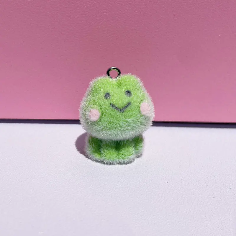5/10pcs Kawaii Flocking Frog Resin Charms Cute Pendant DIY Phone Chain Necklace Jewelry Making Accessories