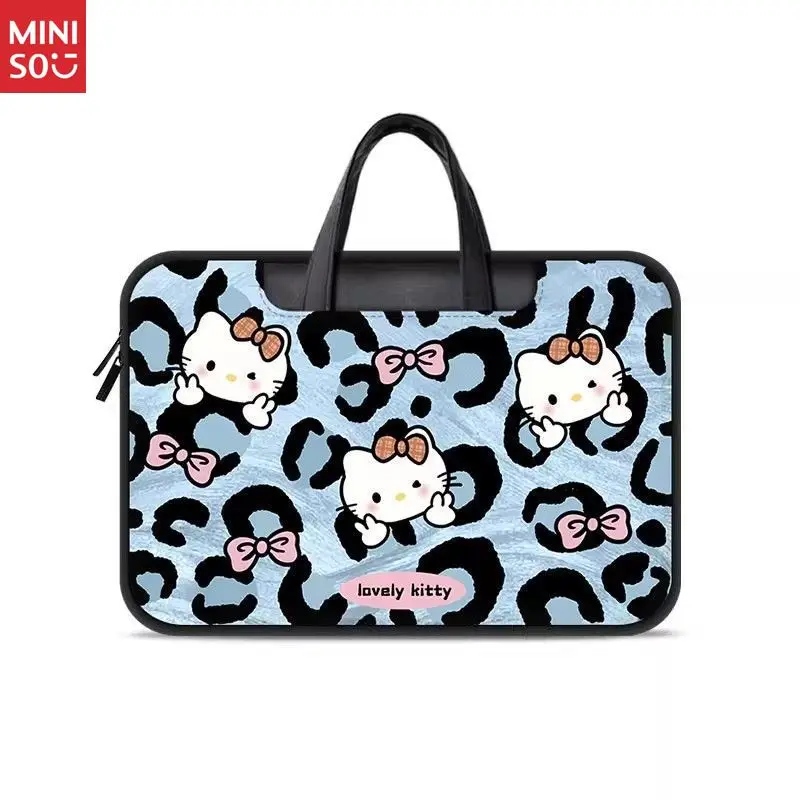 Miniso Leopard Hello Kitty Laptop Bag, Cartoon Illustration Tote & Shoulder Bag
