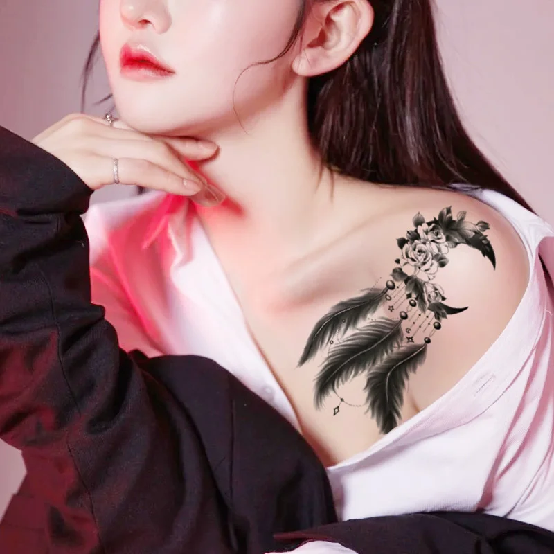 Plain flower tattoo sticker New waterproof tattoo sticker Realistic social rose Dark tattoo sticker