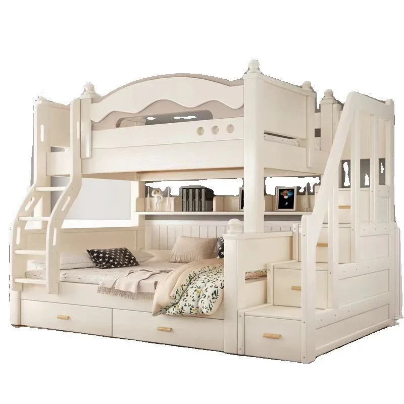 

Modern bold solid wood mother and child bed, adult two-layer bed, small apartment, household children's cartoon