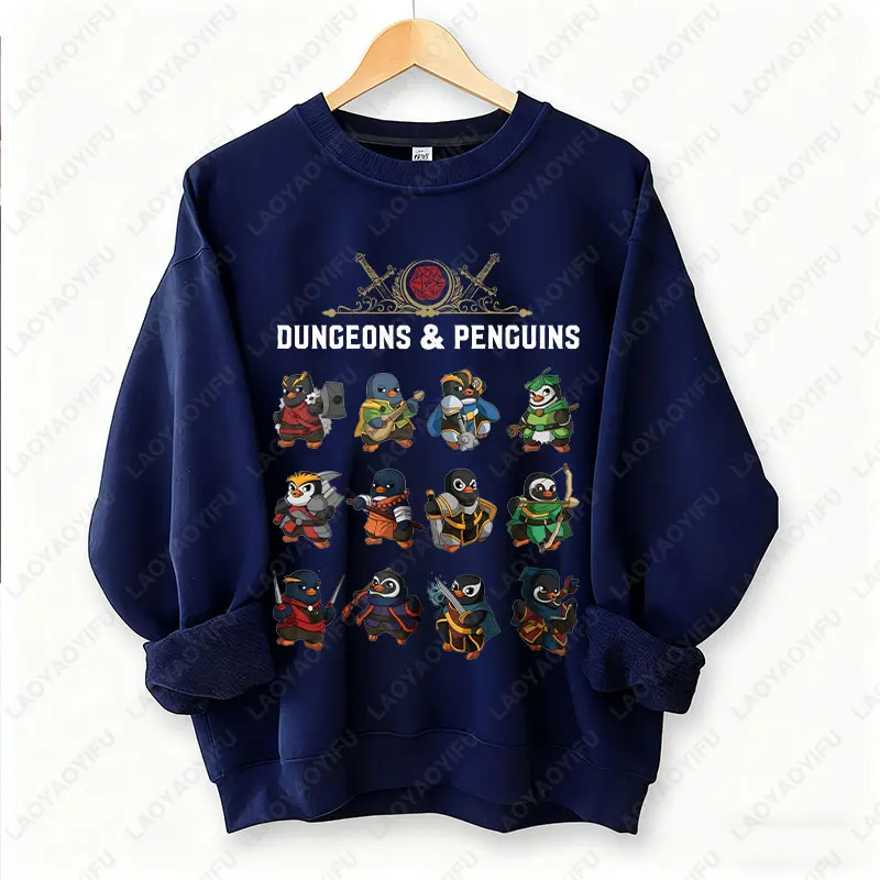 العصرية الزنزانات والطيور البلوز DND مستوحاة هدية D & D المشجعين البلوفرات D20 النرد آر بي جي التنين اللاعبين للجنسين Crewneck هوديس #4