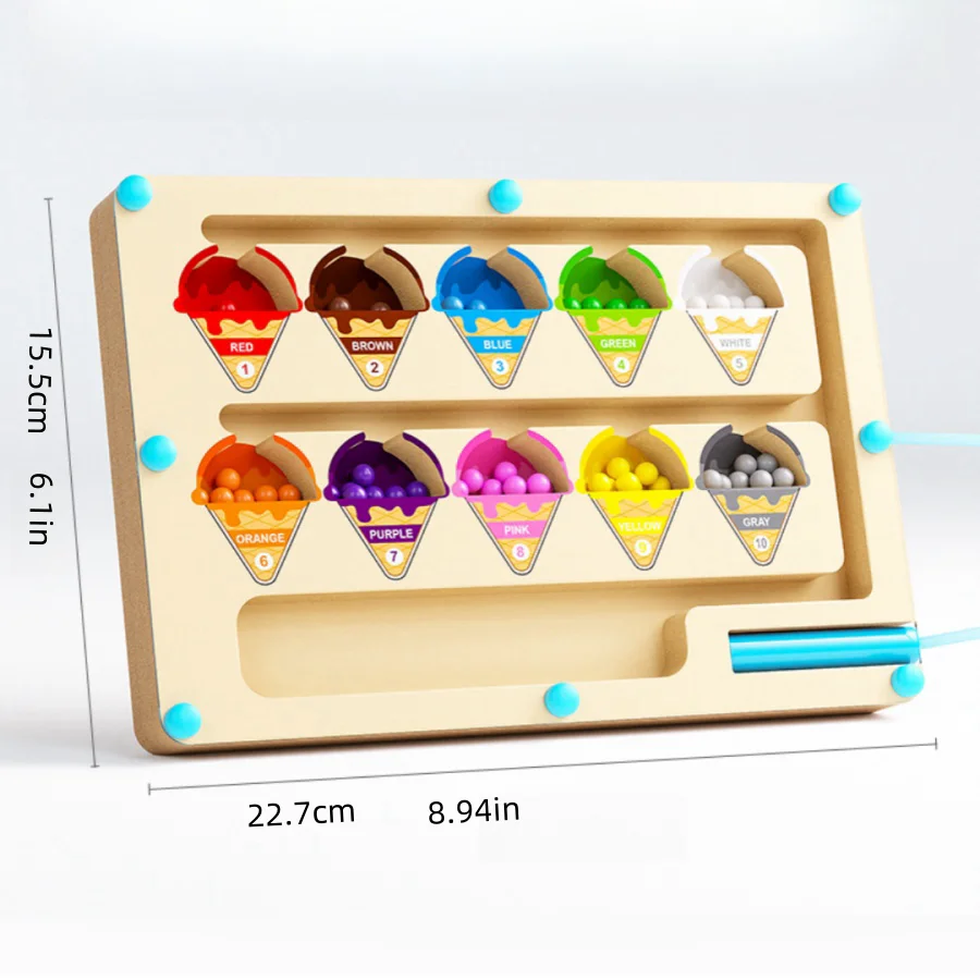Montessori cor magnética classificação labirinto número labirinto brinquedos de madeira quebra-cabeça placa atividade brinquedos motor fino para crianças meninos meninas