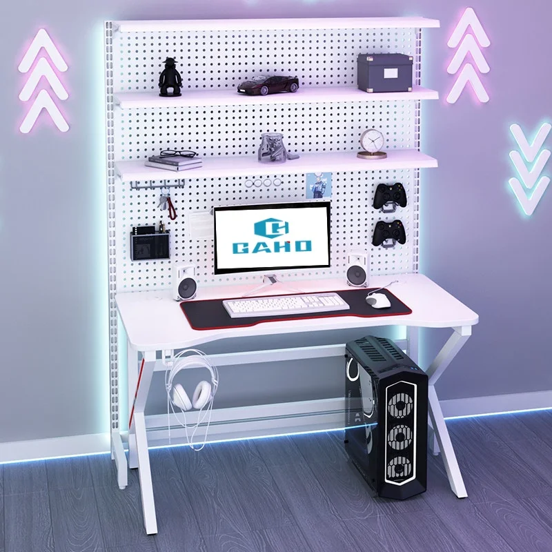 Computer Desk Shelves Gamer Table Storage Bookshelf PC Gaming Desk for Games Office Study