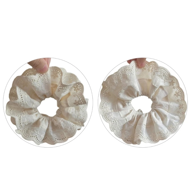 

S1Y1 Lace Trim Elastic Hair Rope Girl Ponytail Hair Tie Makeup Stretch Hair Rope